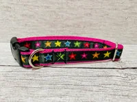 Black with Coloured Stars Dog Collar 1