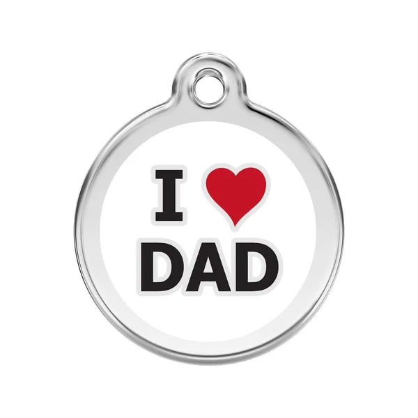 Personalised Red Dingo Enamel I Love Dad Pet ID Tag