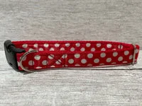 Red with white Spots Dots Dog Collar 6