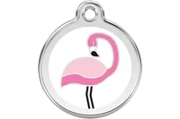 Personalised Red Dingo Flamingo Enamel Pet ID Tag 1