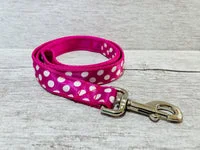 Hot Pink with White Spots Dots Ribbon Lead 1